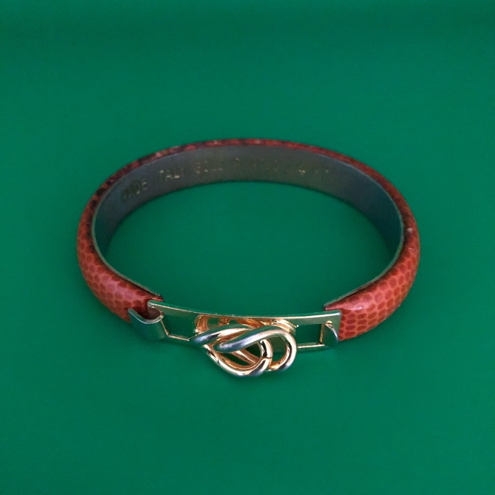 Italian gold plated and leather bangle bracelet